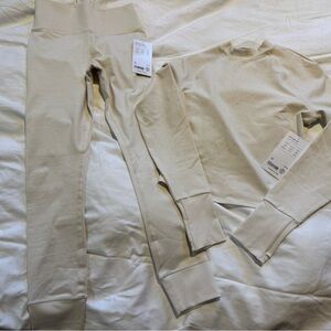 NWT Athleta Softluxe Cream heather matching Legging Set